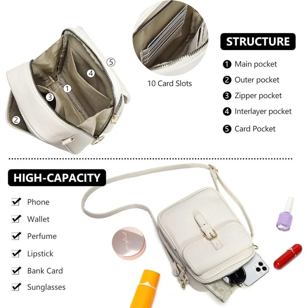 Small Vegan Leather Crossbody Bag for Women Compact Wallet Purse